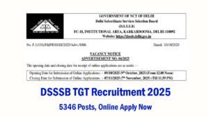 DSSSB TGT Recruitment 2025