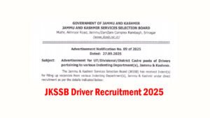 JKSSB Driver Recruitment 2025